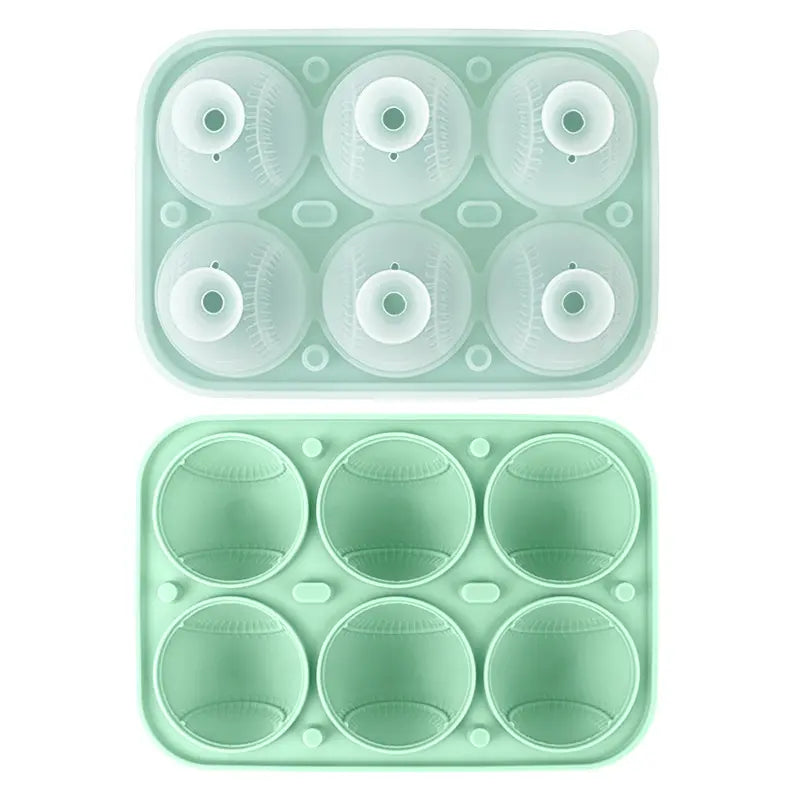 Sporty Ice Cube Mold 3D Detailed Stitch Baseball Design 6-Cavity Food-Grade Silicone Tray for Beer Soda Lemonade Fans' Party Ice Mold Cooling Drinks