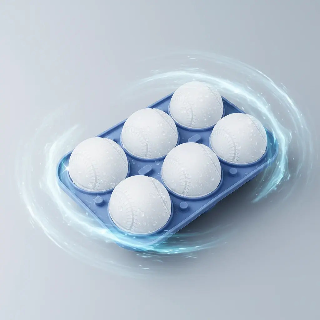 Sporty Ice Cube Mold 3D Detailed Stitch Baseball Design 6-Cavity Food-Grade Silicone Tray for Beer Soda Lemonade Fans' Party Ice Mold Cooling Drinks