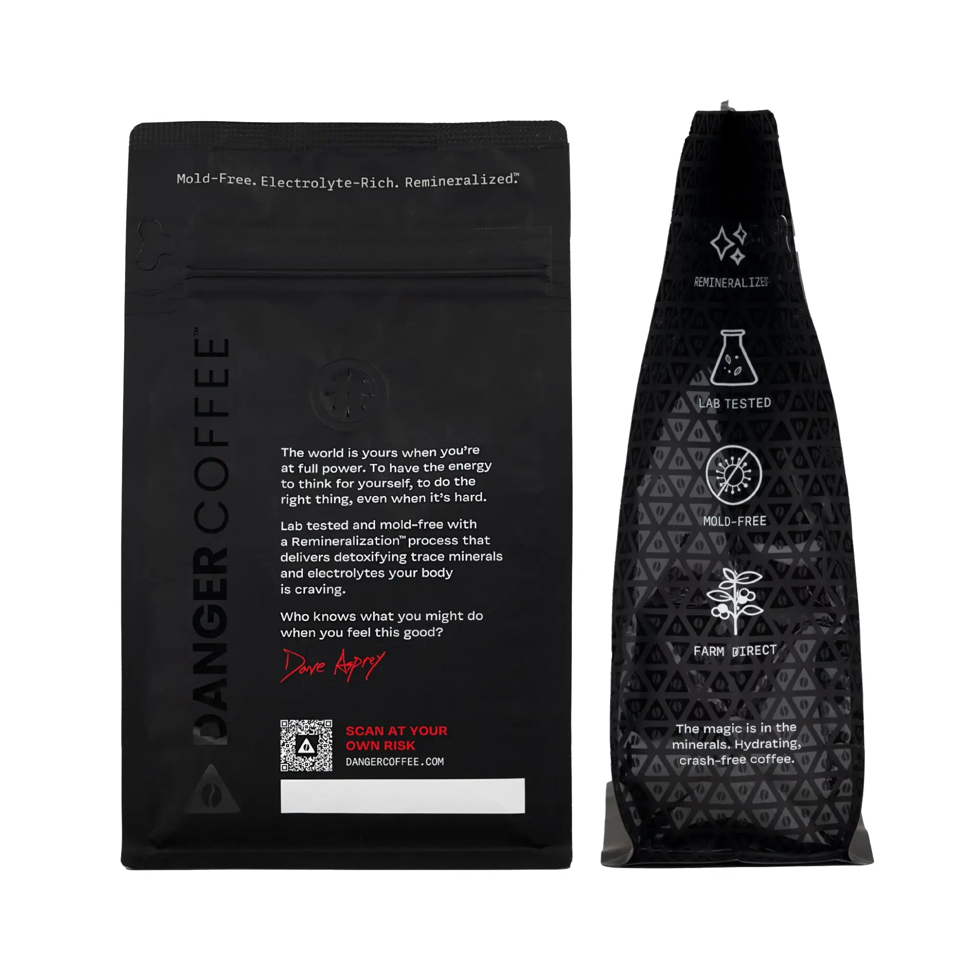 Danger Coffee by Dave Asprey – Dark Roast Whole Bean Coffee, Mold-Free, Lab-Tested, Remineralized with 50+ Trace Minerals, Specialty Grade Arabica, Farm-Direct, Bulletproof Alternative, 10.9 Oz (310G)