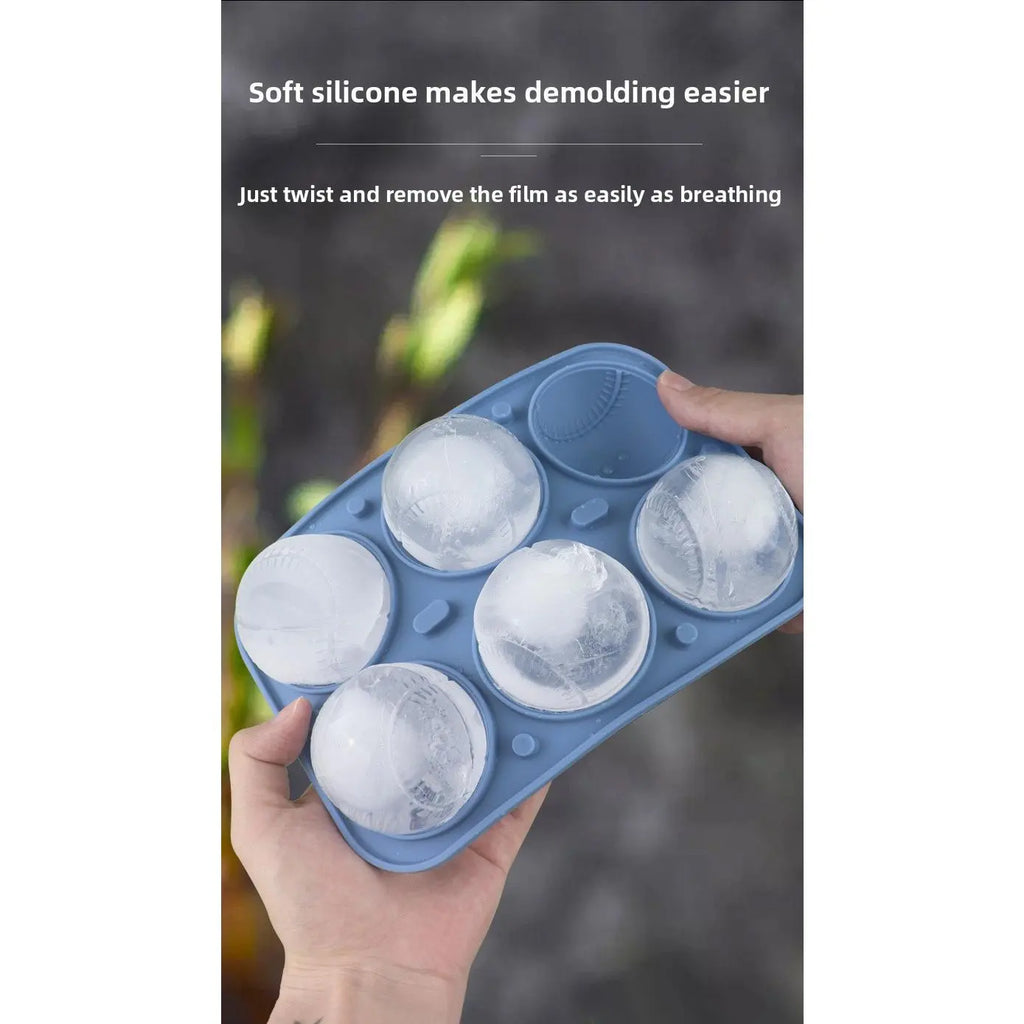 Sporty Ice Cube Mold 3D Detailed Stitch Baseball Design 6-Cavity Food-Grade Silicone Tray for Beer Soda Lemonade Fans' Party Ice Mold Cooling Drinks