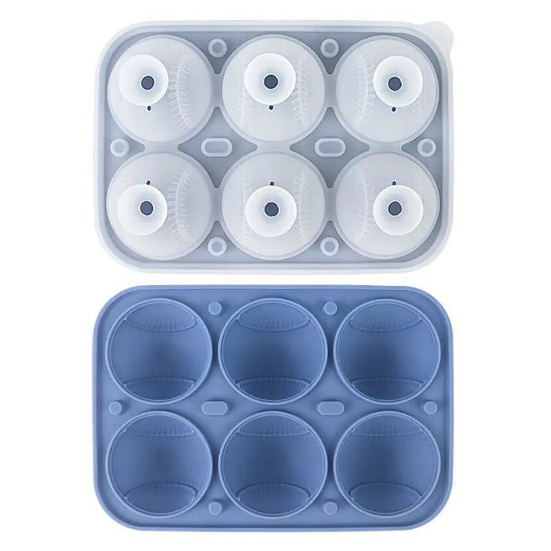 Sporty Ice Cube Mold 3D Detailed Stitch Baseball Design 6-Cavity Food-Grade Silicone Tray for Beer Soda Lemonade Fans' Party Ice Mold Cooling Drinks
