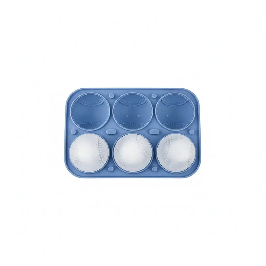 Sporty Ice Cube Mold 3D Detailed Stitch Baseball Design 6-Cavity Food-Grade Silicone Tray for Beer Soda Lemonade Fans' Party Ice Mold Cooling Drinks