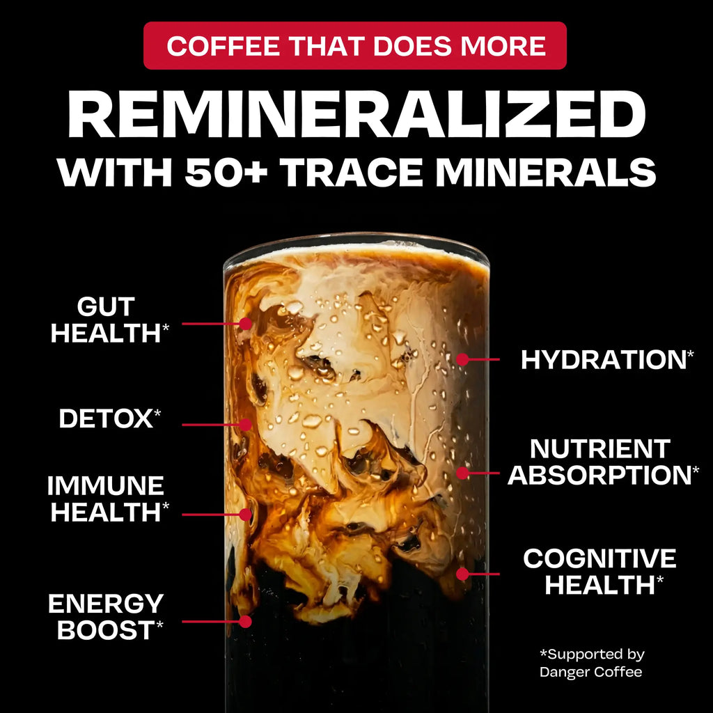 Danger Coffee by Dave Asprey – Dark Roast Whole Bean Coffee, Mold-Free, Lab-Tested, Remineralized with 50+ Trace Minerals, Specialty Grade Arabica, Farm-Direct, Bulletproof Alternative, 10.9 Oz (310G)